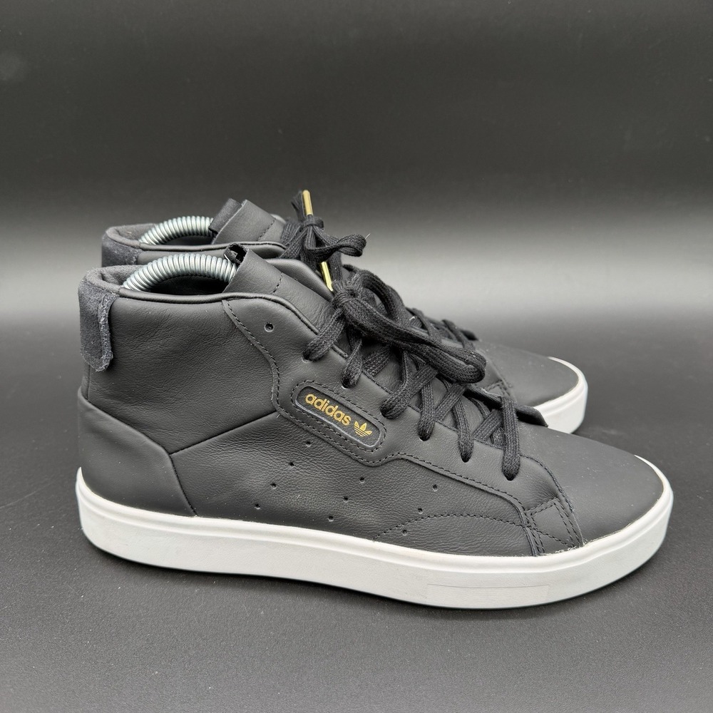 Adidas Women's Sleek Mid Leather Sneakers EE4727 Black White Size 8